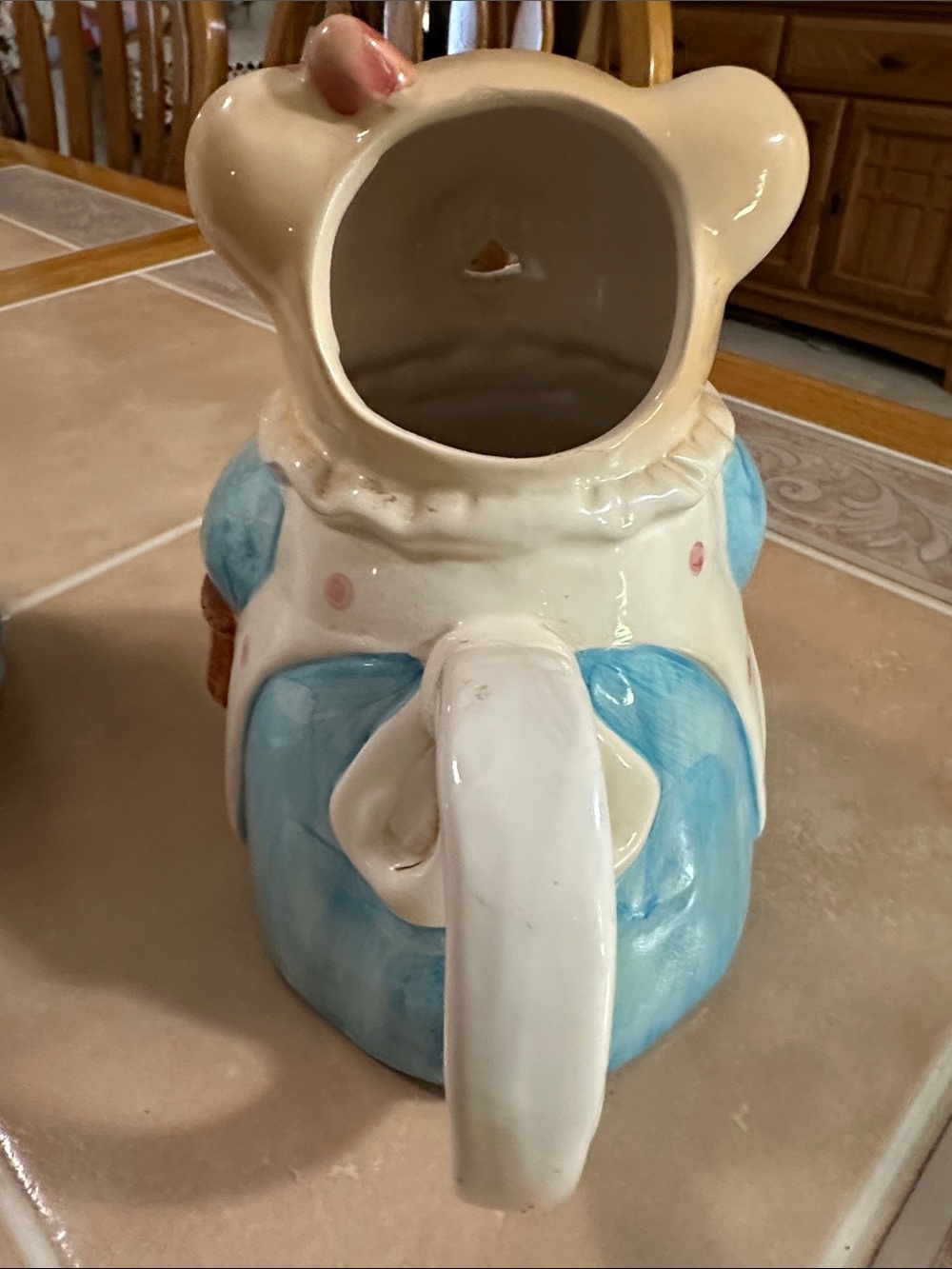 VTG Ceramic Bear Cookie Jars - Cream and Blue Decorative Set - Picture 11 of 14